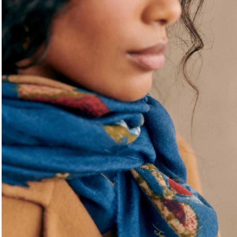 Sezane Pio Scarf Blue Merveille Print